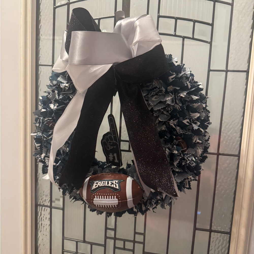 Eagles Themed Wreath with Football Accent